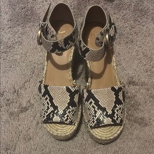 Marc Fisher Black and Cream Espadrille Sandals